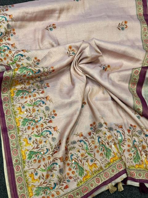 Akshara tissue linen saree buy wholesale online